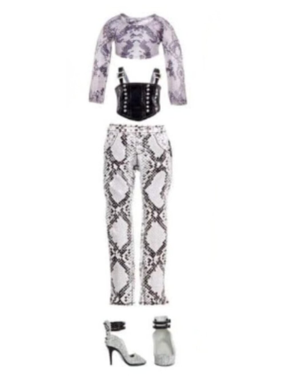 Shadow High Heather Grayson Series 1 Outfit Snakeskin Pants Top Shoes